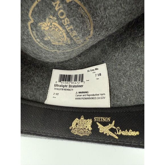NWT STETSON THE ULTRALIGHT STRATOLINER WOOL FEDORA SIZE 7 1/8 (M) - Picture 4 of 9